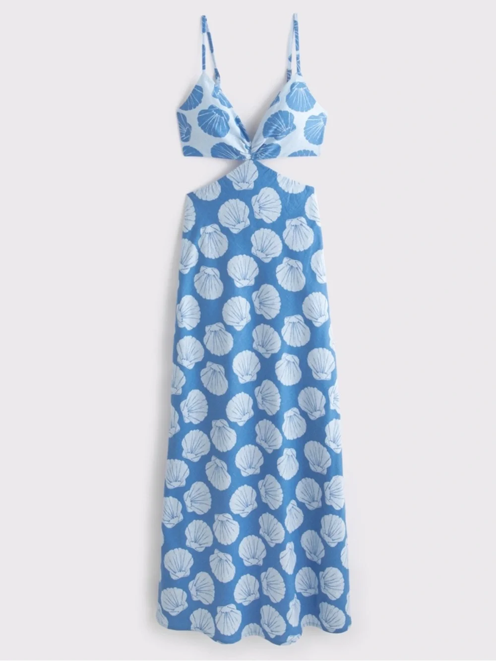 Abercrombie & Fitch The A&F Julia Slip Cutout Maxi Dress Blue Shell Print Tall